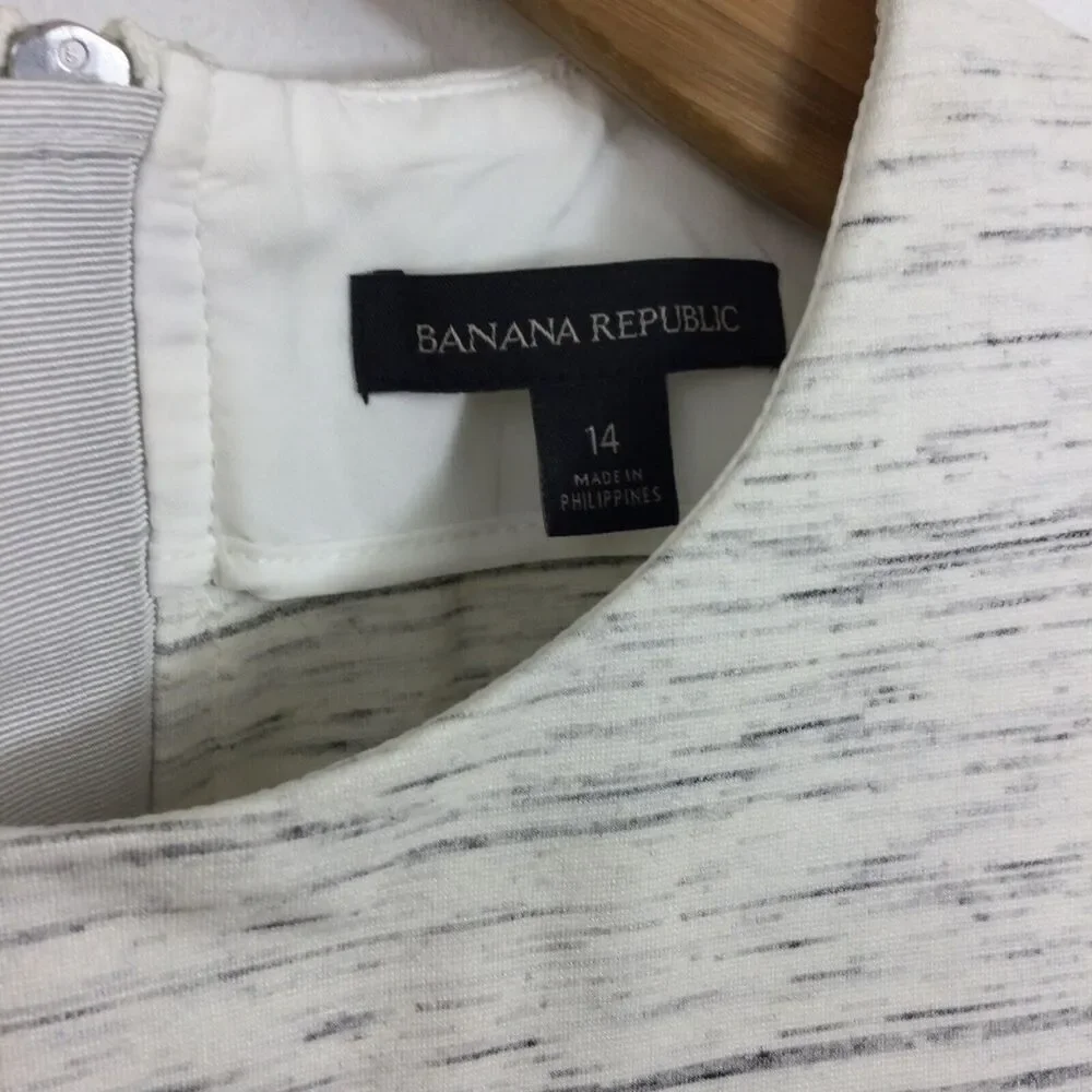 Banana Republic 4 Zipper Sleeveless Structured A-Line Dress Oatmeal Beige Sz 14 - Picture 5 of 11